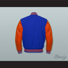 Load image into Gallery viewer, Royal Blue Wool and Orange Lab Leather Varsity Letterman Jacket