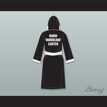 Load image into Gallery viewer, Rubin &#39;Hurricane&#39; Carter Black Satin Full Boxing Robe with Hood