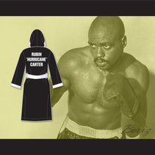 Load image into Gallery viewer, Rubin &#39;Hurricane&#39; Carter Black Satin Full Boxing Robe with Hood