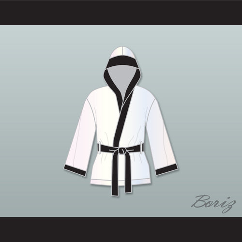 Rubin 'Hurricane' Carter White Satin Half Boxing Robe with Hood