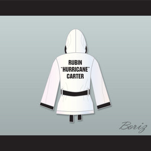 Rubin 'Hurricane' Carter White Satin Half Boxing Robe with Hood
