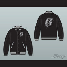 Load image into Gallery viewer, Ruff Ryders Black Varsity Letterman Jacket-Style Sweatshirt
