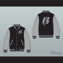 Load image into Gallery viewer, Ruff Ryders Black and Gray Varsity Letterman Jacket-Style Sweatshirt