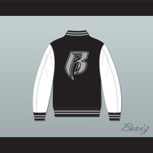 Load image into Gallery viewer, Ruff Ryders Black and White Varsity Letterman Jacket-Style Sweatshirt