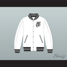 Load image into Gallery viewer, Ruff Ryders White Varsity Letterman Jacket-Style Sweatshirt