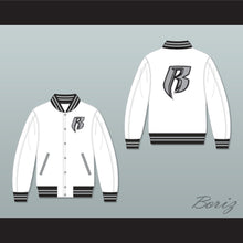 Load image into Gallery viewer, Ruff Ryders White Varsity Letterman Jacket-Style Sweatshirt