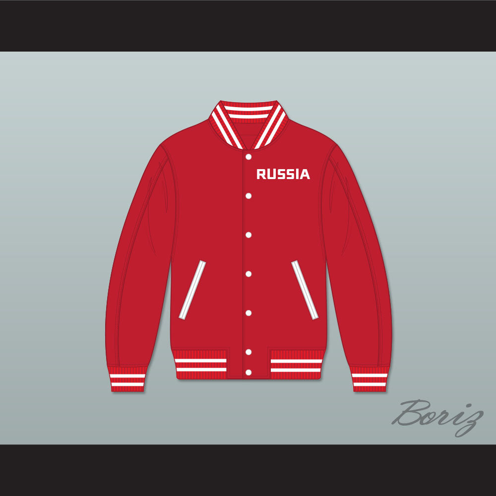 Russia Red Varsity Letterman Jacket-Style Sweatshirt