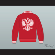 Load image into Gallery viewer, Russia Red Varsity Letterman Jacket-Style Sweatshirt
