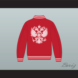 Russia Red Varsity Letterman Jacket-Style Sweatshirt