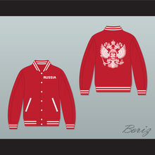 Load image into Gallery viewer, Russia Red Varsity Letterman Jacket-Style Sweatshirt