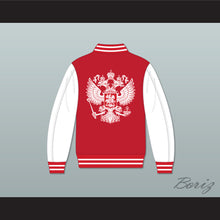 Load image into Gallery viewer, Russia Red and White Varsity Letterman Jacket-Style Sweatshirt