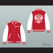 Load image into Gallery viewer, Russia Red and White Varsity Letterman Jacket-Style Sweatshirt