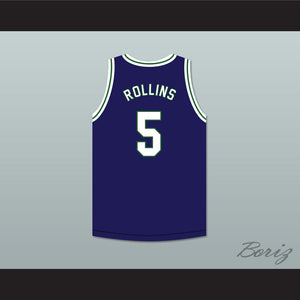 Ryan Rollins 5 Dakota High School Cougars Navy Blue Basketball Jersey 2