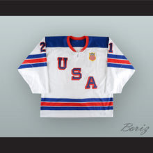 Load image into Gallery viewer, Ryan Hitchcock 21 Team USA World Junior Championships White Hockey Jersey