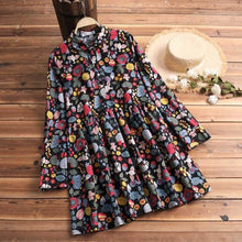 Load image into Gallery viewer, S-5XL Celmia Bohemian Floral Print Dress Women Vintage Mini Dresses 2020 Fashion Long Sleeve Pleated Shirt Vestidos Plus Size