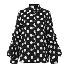 Load image into Gallery viewer, S-5XL Women Polka Dot Tops and Blouses 2021 Celmia Autumn Lantern Sleeve Casual Shirts Retro Loose Buttons Female Party Blusas