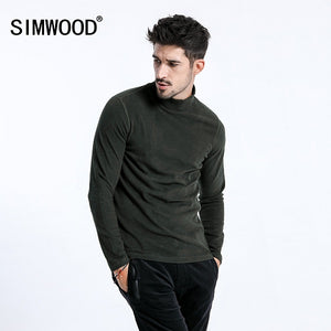 SIMWOOD 2019 Brand Long Sleeve T Shirts Men Fashion Turtleneck Slim Fit Cotton Tops Causal Warm Pullovers Free Shipping 180606