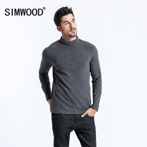 SIMWOOD 2019 Brand Long Sleeve T Shirts Men Fashion Turtleneck Slim Fit Cotton Tops Causal Warm Pullovers Free Shipping 180606