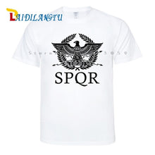 Load image into Gallery viewer, SPQR Roman Gladiator Imperial Golden Eagle T-Shirt Mens Casual Short O-Neck T Shirt Harajuku Tops Tees Shirt