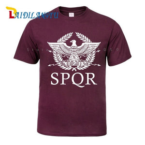 SPQR Roman Gladiator Imperial Golden Eagle T-Shirt Mens Casual Short O-Neck T Shirt Harajuku Tops Tees Shirt