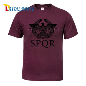 SPQR Roman Gladiator Imperial Golden Eagle T-Shirt Mens Casual Short O-Neck T Shirt Harajuku Tops Tees Shirt