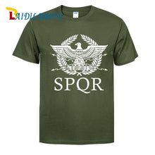 Load image into Gallery viewer, SPQR Roman Gladiator Imperial Golden Eagle T-Shirt Mens Casual Short O-Neck T Shirt Harajuku Tops Tees Shirt