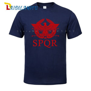 SPQR Roman Gladiator Imperial Golden Eagle T-Shirt Mens Casual Short O-Neck T Shirt Harajuku Tops Tees Shirt