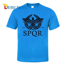 Load image into Gallery viewer, SPQR Roman Gladiator Imperial Golden Eagle T-Shirt Mens Casual Short O-Neck T Shirt Harajuku Tops Tees Shirt