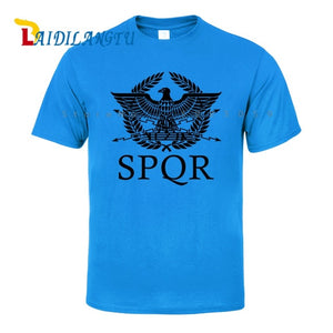 SPQR Roman Gladiator Imperial Golden Eagle T-Shirt Mens Casual Short O-Neck T Shirt Harajuku Tops Tees Shirt