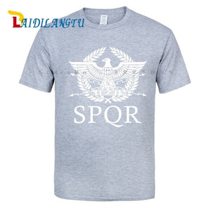 SPQR Roman Gladiator Imperial Golden Eagle T-Shirt Mens Casual Short O-Neck T Shirt Harajuku Tops Tees Shirt