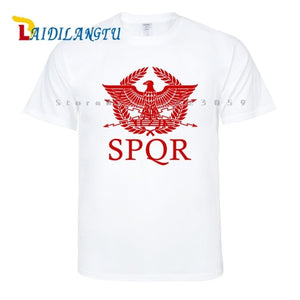 SPQR Roman Gladiator Imperial Golden Eagle T-Shirt Mens Casual Short O-Neck T Shirt Harajuku Tops Tees Shirt