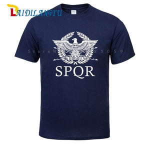 SPQR Roman Gladiator Imperial Golden Eagle T-Shirt Mens Casual Short O-Neck T Shirt Harajuku Tops Tees Shirt