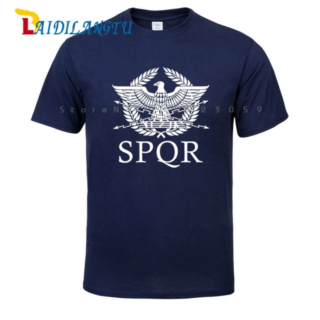 SPQR Roman Gladiator Imperial Golden Eagle T-Shirt Mens Casual Short O-Neck T Shirt Harajuku Tops Tees Shirt