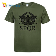 Load image into Gallery viewer, SPQR Roman Gladiator Imperial Golden Eagle T-Shirt Mens Casual Short O-Neck T Shirt Harajuku Tops Tees Shirt