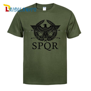 SPQR Roman Gladiator Imperial Golden Eagle T-Shirt Mens Casual Short O-Neck T Shirt Harajuku Tops Tees Shirt