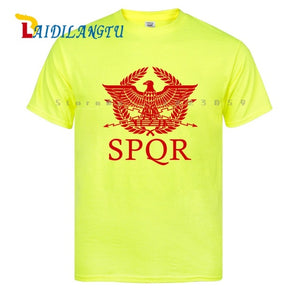 SPQR Roman Gladiator Imperial Golden Eagle T-Shirt Mens Casual Short O-Neck T Shirt Harajuku Tops Tees Shirt