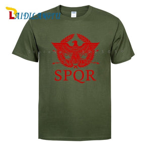 SPQR Roman Gladiator Imperial Golden Eagle T-Shirt Mens Casual Short O-Neck T Shirt Harajuku Tops Tees Shirt