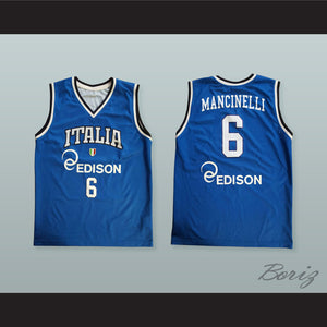 Stefano Mancinelli 6 Italia Basketball Jersey with Patch