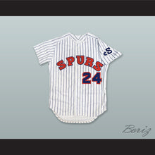 Load image into Gallery viewer, Salinas Spurs 24 White Pinstriped Baseball Jersey