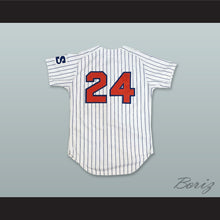 Load image into Gallery viewer, Salinas Spurs 24 White Pinstriped Baseball Jersey