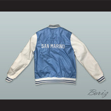Load image into Gallery viewer, San Marino Light Blue and White Lab Leather Varsity Letterman Jacket
