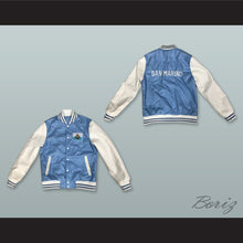 Load image into Gallery viewer, San Marino Light Blue and White Lab Leather Varsity Letterman Jacket