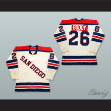 Load image into Gallery viewer, WHA San Diego Mariners Gregg Boddy 26 Home Hockey Jersey