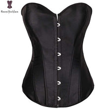 Load image into Gallery viewer, Satin Corset Plus Size Front Buckle Closure Overbust Corselet Gothic Lingerie Black White Pink Purple White Red Sexy Bustier 6XL