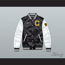 Load image into Gallery viewer, Scott Coldwater High School Football Black/ White Varsity Letterman Satin Bomber Jacket