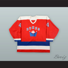 Load image into Gallery viewer, Sean Burns 4 Hamilton Dukes Red Hockey Jersey