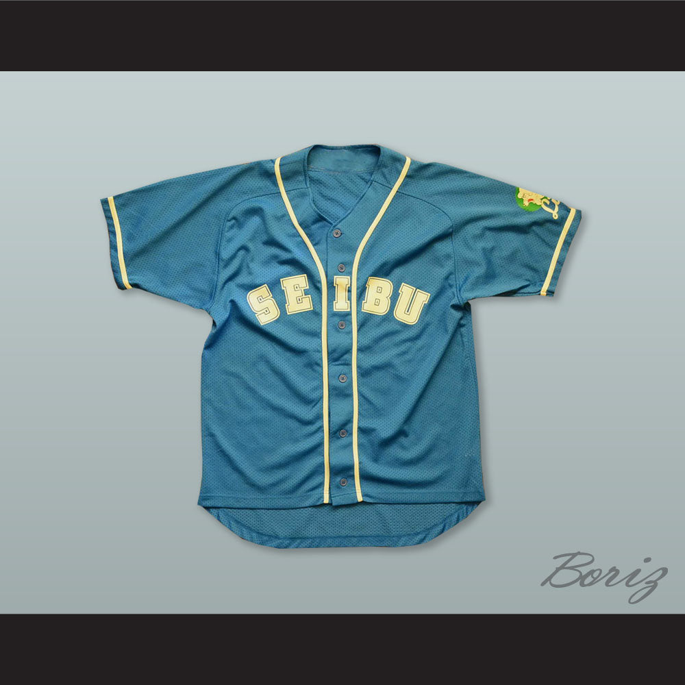 Seibu Lions Teal Button Down Baseball Jersey