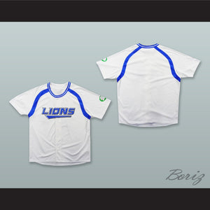 Seibu Lions White Button Down Baseball Jersey