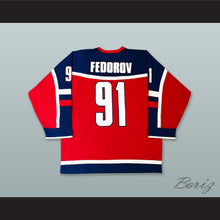 Load image into Gallery viewer, Sergei Fedorov 91 Russia Red Hockey Jersey
