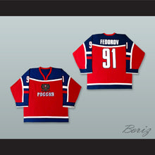 Load image into Gallery viewer, Sergei Fedorov 91 Russia Red Hockey Jersey